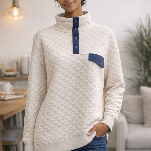 Workshop Republic Clothing Sweaters - Workshop Republic Clothing Cream Quilted Top